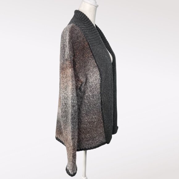 Woolrich Wool Blend Cardigan Sweater Open Front Gray Brown Women’s Medium - Picture 7 of 10